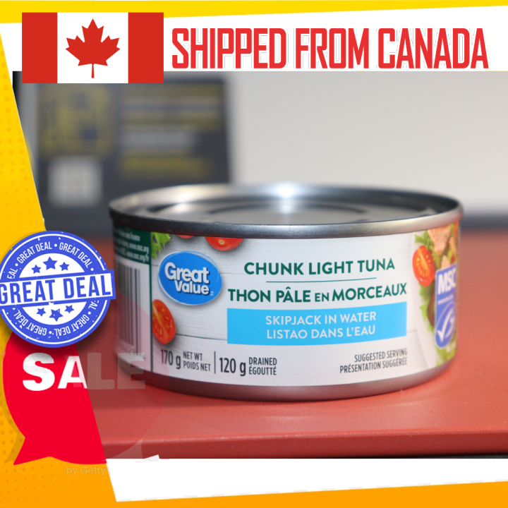 Great Value Chunk Light Tuna in Water 170g SHIPPED FROM CANADA(Price
