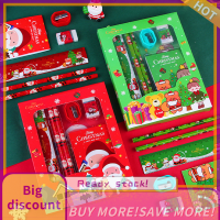 ?【Lowest price】Qearl 6pcs Christmas stationery set ดินสอเหลายางลบไม้บรรทัดชุดของขวัญสำหรับเด็ก School Office writing Supplies