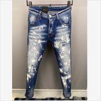 【YD】 Mens Fashion Moto Biker Street Denim Fabric Pants Hole Spray Paint Jeans 9853