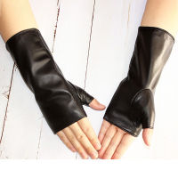 Long Sheepskin Half Finger Gloves Womens Leather Car Driving Mens Outdoor Motorcycle Riding Fingerless Sun Protection