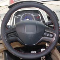 【YF】 Customize Micro Fiber Leather Car Steering Wheel Cover For Honda Civic 8 2006 2007 2008 (2-Spoke) Interior