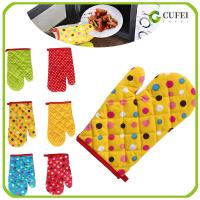 CUFEI ทนความร้อน เครื่องมืออบ เตาอบ ฉนวนไมโครเวฟ ถุงมือเตาอบหนา Dot Mitts ฝ้าย