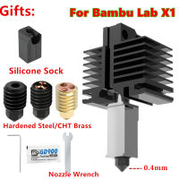 Hotend ชุดอุปกรณ์เสริมสำหรับ3D สำหรับ Bambu Lab X1 P1P พร้อมหัวฉีดเหล็กชุบแข็ง Clone CHT หัวฉีดทองเหลือง P1P Hotend Thermistor ความร้อน