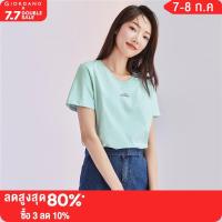 GIORDANO Women T-Shirts Cute Cat Embroidery 100% Cotton Fashion Tee Summer Short Sleeve Crewneck Relaxed Casual Tshirts 05323394