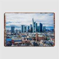 โปสเตอร์โลหะ Frankfurt Skyline-ปรับแต่ง Cinema Living Room Wall Decor-เหมาะสำหรับบาร์หรือ Man Cave-โปสเตอร์ป้ายดีบุก