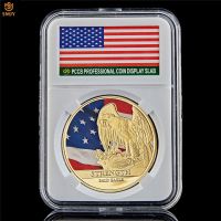 USA Liberty Star Spangled Banner US Freedom Strength Bald Eagle Gold/Silver Plated Challenge Souvenir Coin Value W/PCCB Box