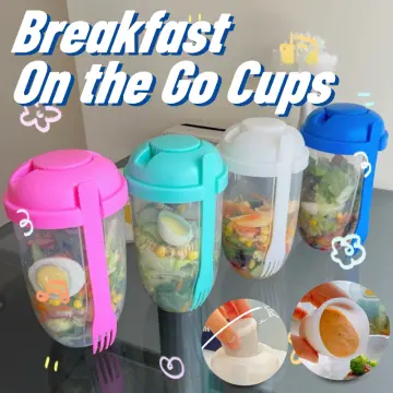 26 oz Breakfast On the Go Cups,Take and Go Yogurt Cup with Topping Cereal  Cup with Fork,Leak-proof Overnight Oats or Oatmeal Container Jar,Portable