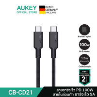 [สำหรับ iPhone 15] AUKEY USB-C to USB-C Gen 2 with E-Marker 100W USB 3.1 Gen 2 สายชาร์จเร็ว 100W TYPE-C TO TYPE-C ความยาว 1.2 เมตร CB-CD21