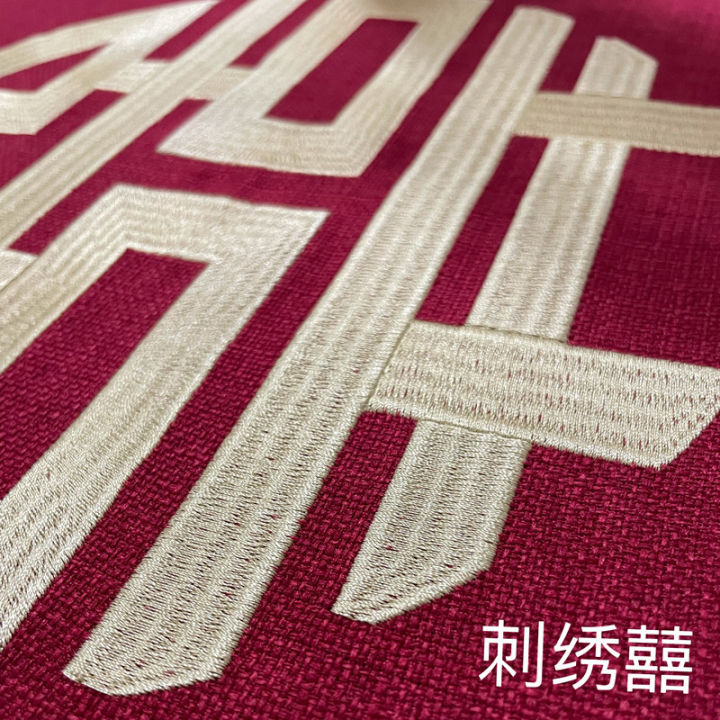 hot-ผ้าคาดโต๊ะงานแต่งงานสีแดงตัวอักษรจีนสำหรับตกแต่งงานแต่งงานตามเทศกาล