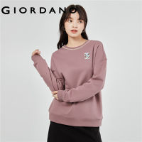 GIORDANO Women Sweatshirts Landscape Patch Bright Line Crewneck Sweatshirts Relaxed Fashion Casual Loose Sweatshirts 05323782