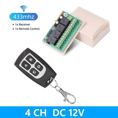 433MHz DC 12V 4CH Relay Receiver Module RF Wireless Remote Control Switch 4 Button Remote Control Gate Garage opener Universal
