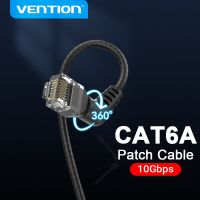 Vention สายอีเธอร์เน็ต CAT6A 10Gbps หมุนได้90/360องศาสายอินเตอร์เน็ต Lan เครือข่ายแบบบางสำหรับ PS4พีซี RJ45