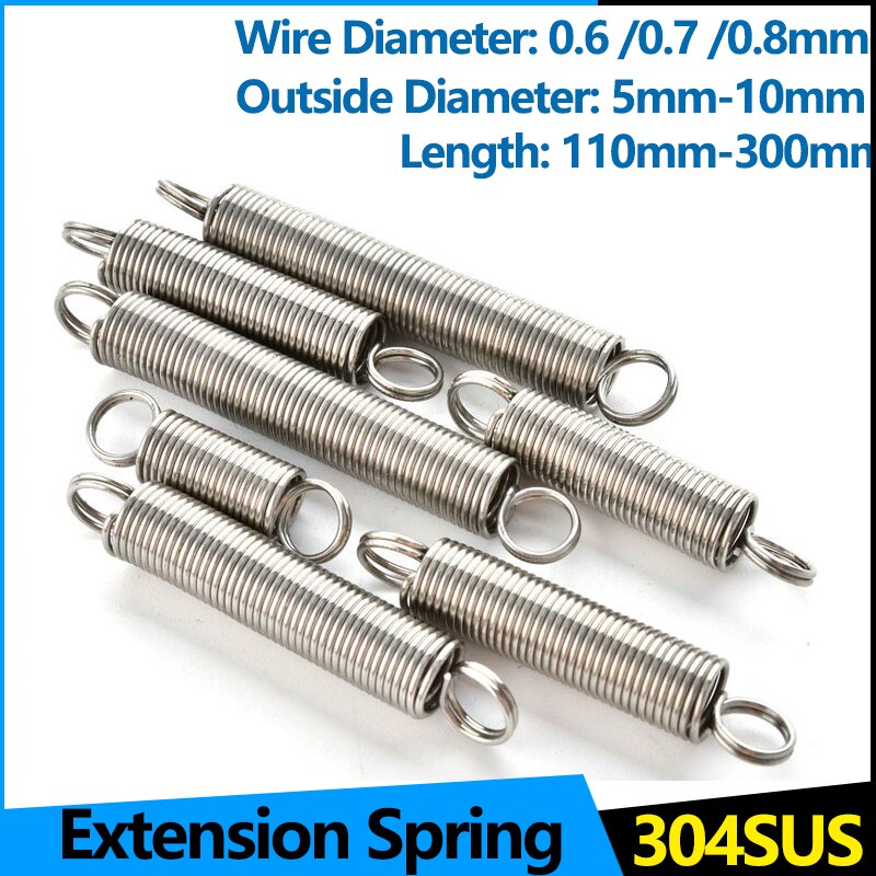 uxcell 0.8mm Wire Dia 10mm Outer 300mm Long Steel Tension Spring Black
