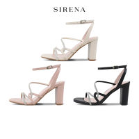 SIRENA รองเท้าหนังแท้ ส้น 3.25 นิ้ว รุ่น MILA สีดำ สีครีม สีชมพู | รองเท้าแตะผู้หญิง