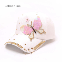 Johnshine Ladies Big Butterfly Baseball Cap Adult Personality Iron Ring Brim Sun Hat Travel Outing Sun Protection Hat