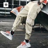 COD SDFGERTERT European and American counter quality Japanese loose skateboard side pocket work pants men casual trousers cotton pants wild trend military pants multi-pocket work pants Harajuku Korean tide brand shrink pants