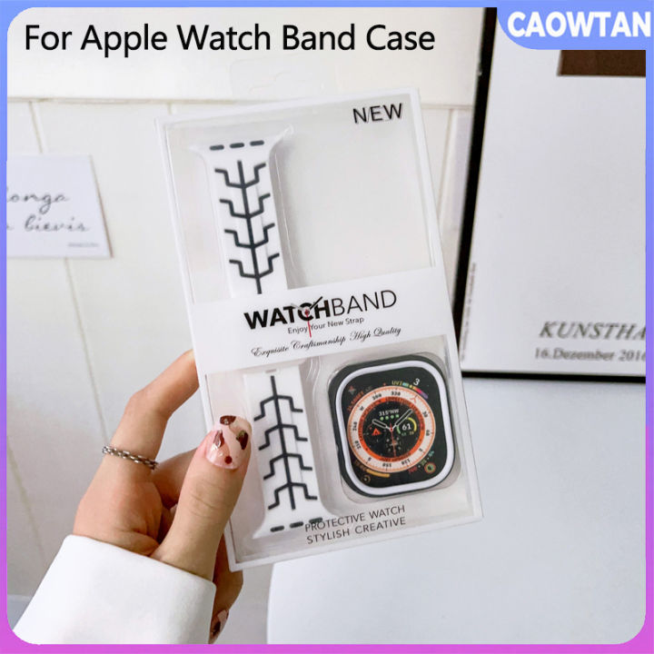 สายแถบซิลิโคน49มม-และเคสสำหรับ-apple-watch-41มม-45มม-40มม-44มม-สร้อยข้อมือชุด8-7-6-se-5-4-3-8อัลตร้า42มม