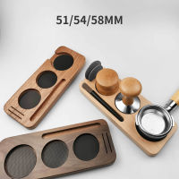 515458Mm Coffee Tamper Holder Coffee Handle Cloth Powder Wooden Base Espresso Coffee Accessories Storage Bar Barista Utensils