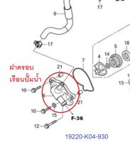 ฝาครอบเรือนปั๊มน้ำ forza300 g1 g2 (ปี2013-2020) ทุกปี  (19220-K04-930) เบิกใหม่ แท้โรงงาน Honda