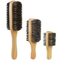 Men Boar Bristle Hair Brush - Natural Wooden Wave Brush for Male, Styling Beard Hairbrush for Short,Long,Thick,Curly,Wavy Hair