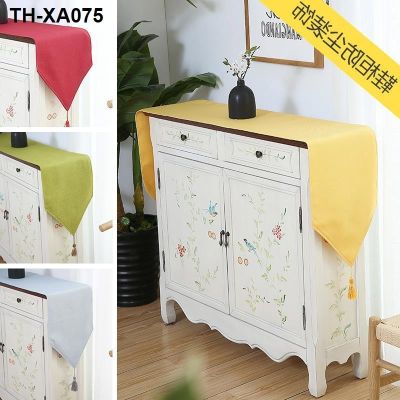 The modern pure and linen Chinese style cloth tea shoe cabinet TV towel bar