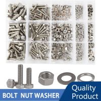 ☁┋ External Hexagon Bolt Nut Set Stainless Steel Flat Washer Elastic Gasket Assortment Kit Out Hex Bolt Screw M4 M5 M6 Metalworking