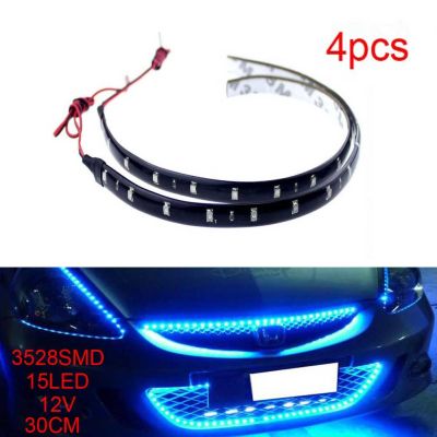 【LZ】 4pcs 12V led strip 15LED interior led  Daytime Running Lights Waterproof 30cm Flexible Neon Strip For advertisement decoration