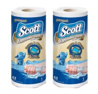 Scott Disposable Cloth สก๊อตต์ กระดาษอเนกประสงค์เสมือนผ้า แบบซักใช้ซ้ำได้ 63 แผ่น x 2 ม้วน