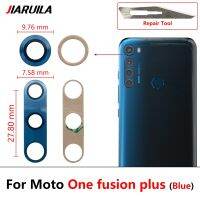 2ชิ้น/ล็อตเลนส์100% กล้องหลังเดิมสำหรับ Motorola Moto One Fusion Plus พร้อมกาวสติ๊กเกอร์กระจกกล้องถ่ายรูปด้านหลัง