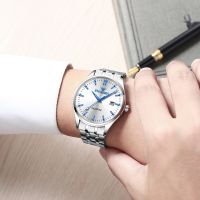 FNGEEN Fashion Blue Pointer Scale Business Watches Mens Quartz Watch Waterproof Stainless Steel Strap Simple Relogio Masculino