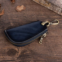 SIMLINE 100 Genuine Leather Key Wallet For Men Male Vintage Handmade Short Car Key Holder Bag Case Organizer Housekeeper Pouch