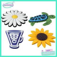 TANTUANG 4Pcs พีวีซีพีวีซี เสน่ห์การตกแต่ง รูปเต่า สีสันสดใส อุปกรณ์ DIY กระเป๋าชายหาด ง่ายต่อการติดตั้งและถอดออก ทรงดอกทานตะวัน อุปกรณ์เสริมถุงยางชายหาด สำหรับกระเป๋า bogg