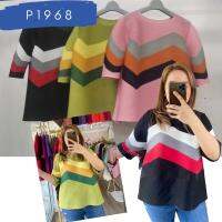 Pleatbynisa P1968 เสื้ออัดพลีท  คอกลม แขนกระบอก สีสันสดใส polyester100%