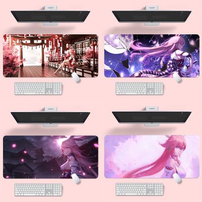 [READY STOCK] Yae-miko#Genshin impact#mousepad large anime gaming#Computer Laptop Large Colorful Mousepad Game Mice Mat mousepad Smooth Surface, Non-Slip Rubber Base, and Anti-Fraying Stitched Edges 原神八重神子鼠标垫