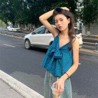 (พร้อมส่ง) Blue gingham vest ?? C2677 เสื้อสายเดี่ยว สายเดี่ยวน่ารักๆ สายเดี่ยวสไตล์เกาหลี