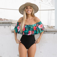 2020 Swimsuit Swimwear Women Print Ruffle Swimsuit Bodysuit Monokini Female Padded Bathing Suits Beach Wear Summer