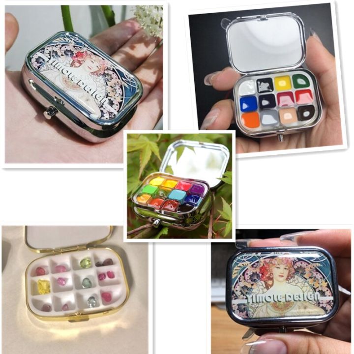 Watercolor paint palette portable art transparent acrylic mini painting  Iron box high-value moisturizing color palette