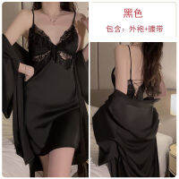 2023 Hot Satin With Chest Pad Stitching Lace Hot Backless Cross Strap Seduction Nightdress Outerwear Gown Suit J2708