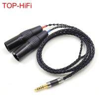 Black High Quality  8 Cores Silver Plated 4.4mm Balanced Male to Dual 2x 3pin XLR Balanced Male Audio Adapter Cable Adapters