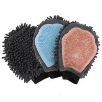 DOUDOG Pet Grooming Glove 2in1 ถุงมืออาบน้ำสัตว์เลี้ยงสองด้านทำความสะอาดถุงมือนวด ถุงมือ แปรงขน ขนแมว ขนสุนัข มี แปรงขนสุนัข หวีขนแมว หวีขนสุนัข