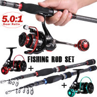 S Ouilang 2.1เมตร2.4เมตร SpinningFishing ก้าน C Ombo คาร์บอนไฟเบอร์ล่อก้านโลหะ S Pool ปั่นรีลแบบพกพาครบชุดตกปลารอก