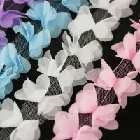 ；‘。、’ (140 Pieces/Lot) 50Mm Butterfly Chiffon Lace Fabric Weing Decoration Love Gift Rions Crafts Flowers Handwork Diy