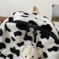 UEB❤ Portable Animal Cow Print Handbag ashion Plush Shoulder Bags Lady Student Travel Backpack ❤