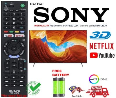 Bravia RM-L1370 LED LCD SMART Remote Control with YoutubeNetflix RMT-TX300P RMT-TX300E RMT-TX300B RMT-TX300U KDL32W660E KDL40W660E KDL49W660E KD43X7000E, KD49X7000E, KD55X7000E, KD60X6700E, KD65X7000E, KDL-32W660E, KDL-40W660E, KDL-49W660E