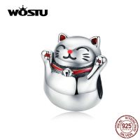 【✔In stock】 WYSUYU SHOP Wostu ลูกปัดแมวให้โชค925เงินสเตอร์ลิงลูกปัดเงินรูปหมูพอดีกำไล Diy โชคดีเงิน925เครื่องประดับทำ Cqc1178