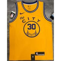 นิวเจอร์ซีย์คุณภาพสูง hot pressed nba Golden State Warriors No. 30 Curry yellow 2020 basketball jersey