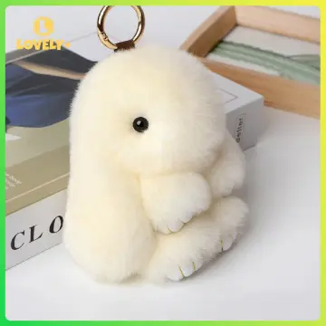 1pc Cute Humanized Bunny Plush Pendant, Cartoon Scarf Rabbit Doll Keychain, Plush  Toy Gift