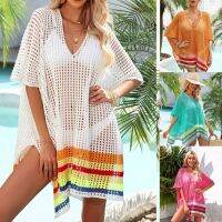 Hot sell 2023 spring and summer new loose beach clothes splicing hollowed out large size bikini smock