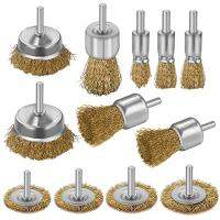 Wire Brush Wheel Cup Brush Wire Brush for Drill 1/4 Inch 12Pieces Wire Brush Set