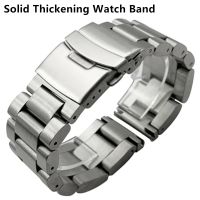 （Bar watchband）สายนาฬิกาสแตนเลสสตีล316L หนา5.5มม.,สร้อยข้อมือสายสายนาฬิกาข้อมือโลหะ22มม. 24มม. 26มม. สีเงิน